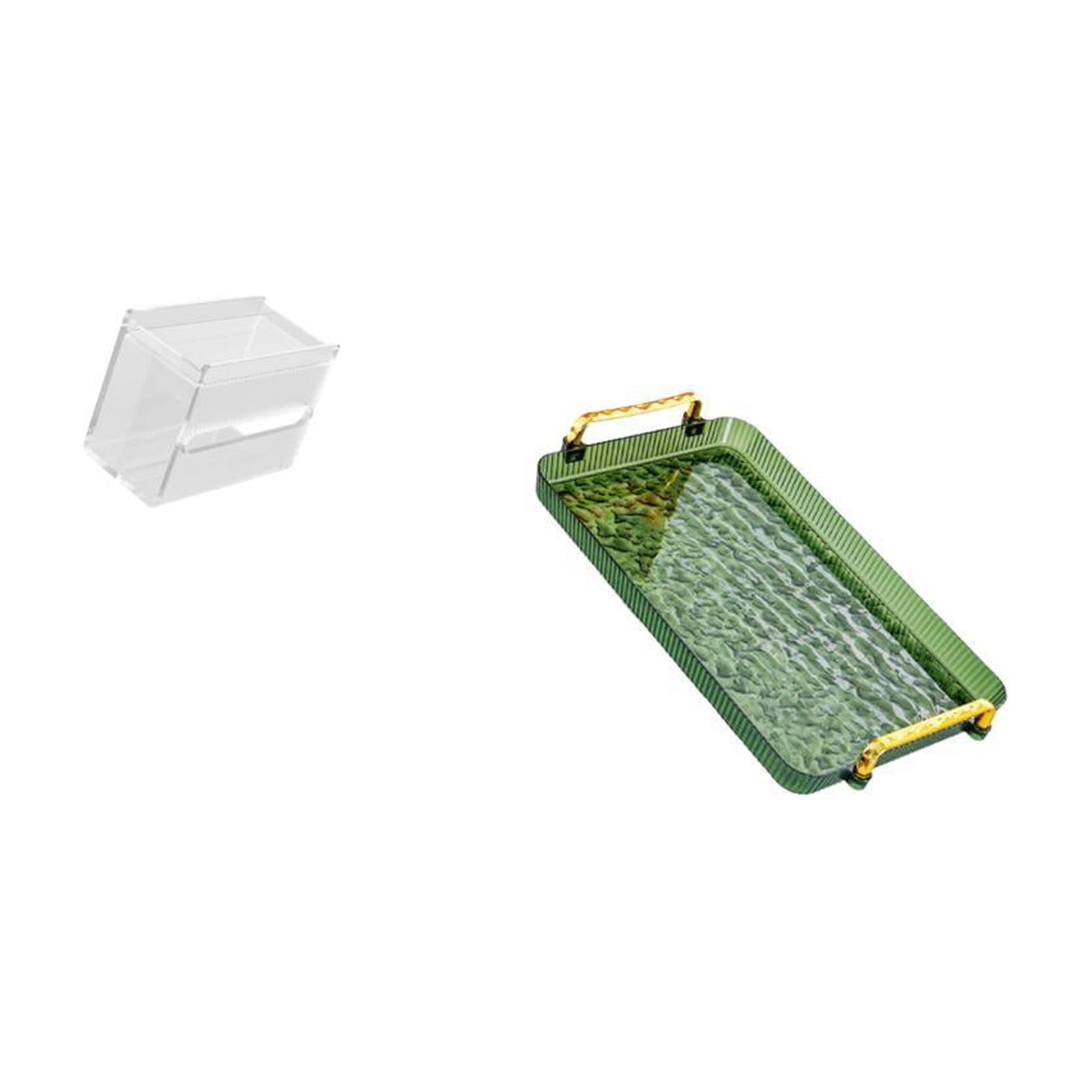 Fiocias Acrylic Toilet Paper Storage Box Modern Paper Towel Dispenser Wall Mounted Toilet Tissue Paper Holder Dessert Plate Coffee Table Tray with Handle Serv