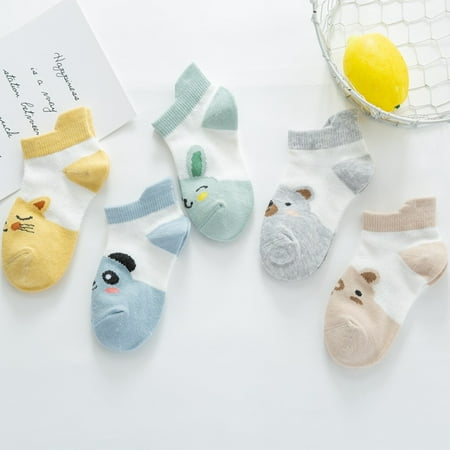 

Kaesi 5 Pairs Boys Girls Baby Summer Cartoon Cotton Breathable Middle Tube Floor Socks