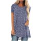 thumbnail image 1 of Camiseta de Cuello Redondo de Manga Corta de Raglan Impresa Casual para Mujeres con Espalda Corta Delantera Larga, 1 of 5