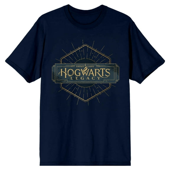 Hogwarts Legacy Hexagon Logo Crew Neck Short Sleeve Navy Men's T-shirt-Medium