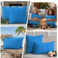 thumbnail image 5 of Violet Striped Outdoor Waterproof Pillow Covers, Geometric Vertical Modern Minimalist Decorative Square Throw Pillowcase Sofa Cushion Sham for Patio/Couch/Chair, 26"x26" 2 Pack, 5 of 8
