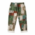 thumbnail image 2 of BUWTTED Pants for Men Retro Vintage Distressed Theme Straight Leg Loose Fit Summer Breathable Color Block Green Pants M, 2 of 4
