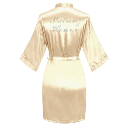 

VintageClothing Women Kimono Satin Bride Bridesmaids Wedding Short Robe One Size