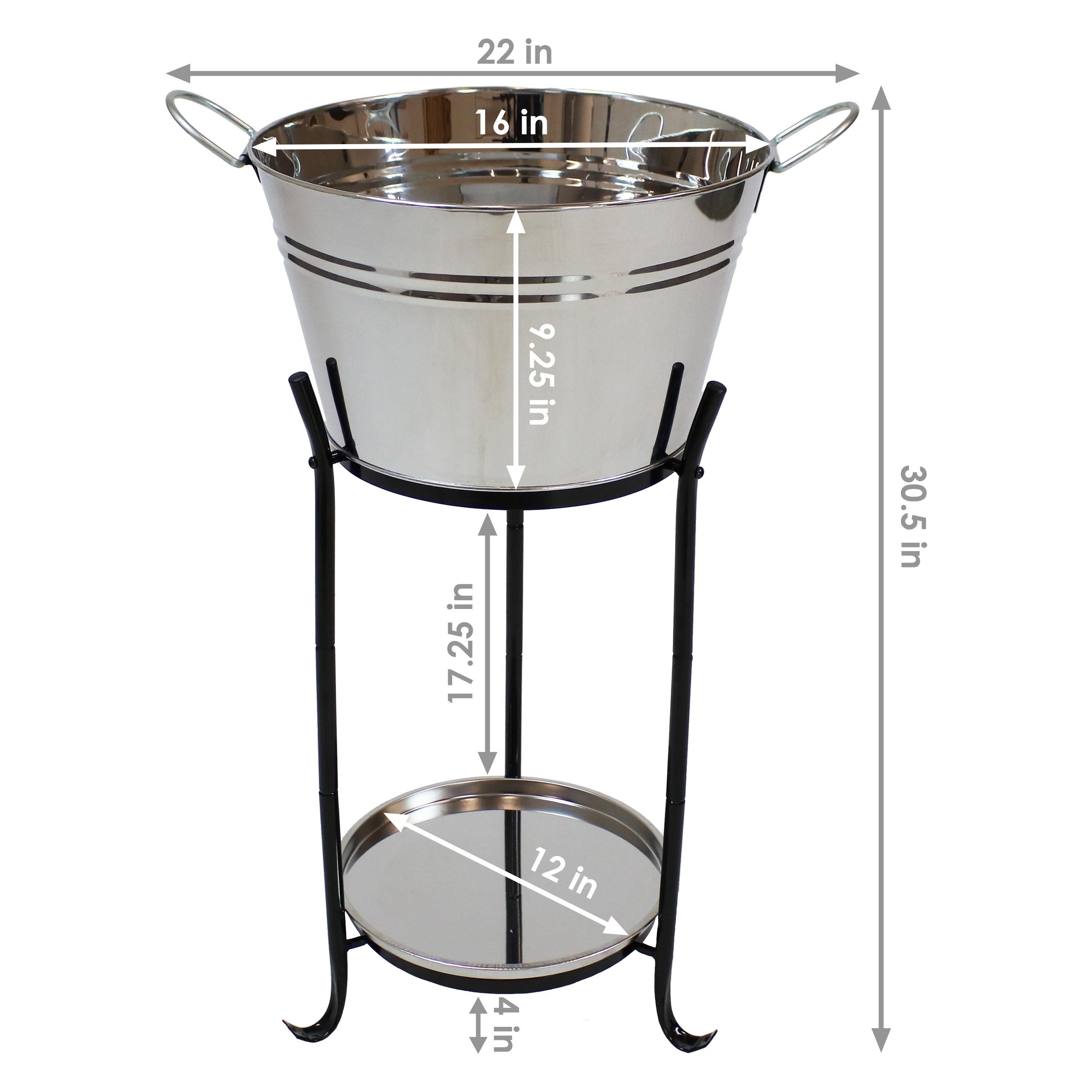 Sunnydaze Stainless Steel Ice Bucket Drink Cooler with Stand - image 3 of 11
