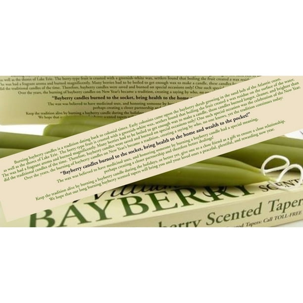 Williamsburg Bayberry Candles Tapers with Candle Legend Bayberry