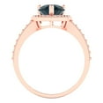thumbnail image 4 of 2.36 ctw with Simulated Diamond Halo Accents Anniversary Ring for Women | Pear Cut Natural London Blue Topaz | Hyperallergenic Solid 14K Rose Gold, 4 of 5