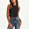 thumbnail image 5 of GUACER Sleeveless Crew Neck Crop Top for Women Fitted Ribbed Tank Top, Casual Soft Stretchy Basic Tee, 5 of 7