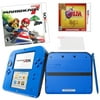 Nintendo 2DS Blue Mariokart 7 Bundle with Zelda Ocarina and Screen Protector