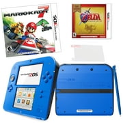 Nintendo 2DS Blue Mariokart 7 Bundle with Zelda Ocarina and Screen Protector