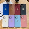 thumbnail image 2 of Compatible with iPhone 13 Pro Max Case 6.7", Slim Soft Silicone Cute Plated Heart Pattern Full Camera Protection Shockproof Phone Case for Women Girls (Brown), 2 of 12