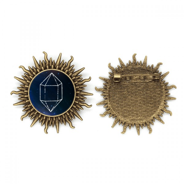 Universo de fantasía de cristal azul cielo de estrella Pin de gancho de metal vintage con forma de sol Unbranded M