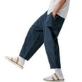 thumbnail image 1 of PEASKJP Men's Athletic Fit Pants Elastic Waist Drawstring Street Hip Hop Trousers with Pockets, Navy M, 1 of 4