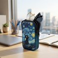 thumbnail image 7 of SEANATIVE Double Glasses Case for Women Men, Neoprene Zipper Eyeglasses Case Anti-Scratch Shockproof Lightweight Eyewear Pouch for Travel Outdoor Office Work, Black Cat Starry Night, 7 of 7