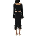thumbnail image 2 of Lamuusaa Women's Summer Skirt 2Pcs Suit,Long Sleeved Ruffled Cropped Tops+Low Waist Slit Long Skirt, 2 of 8