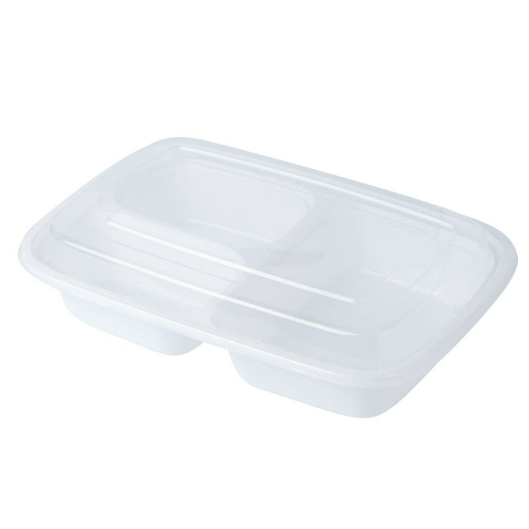 Asporto 34 oz Black Plastic 6 Compartment Food Container - with