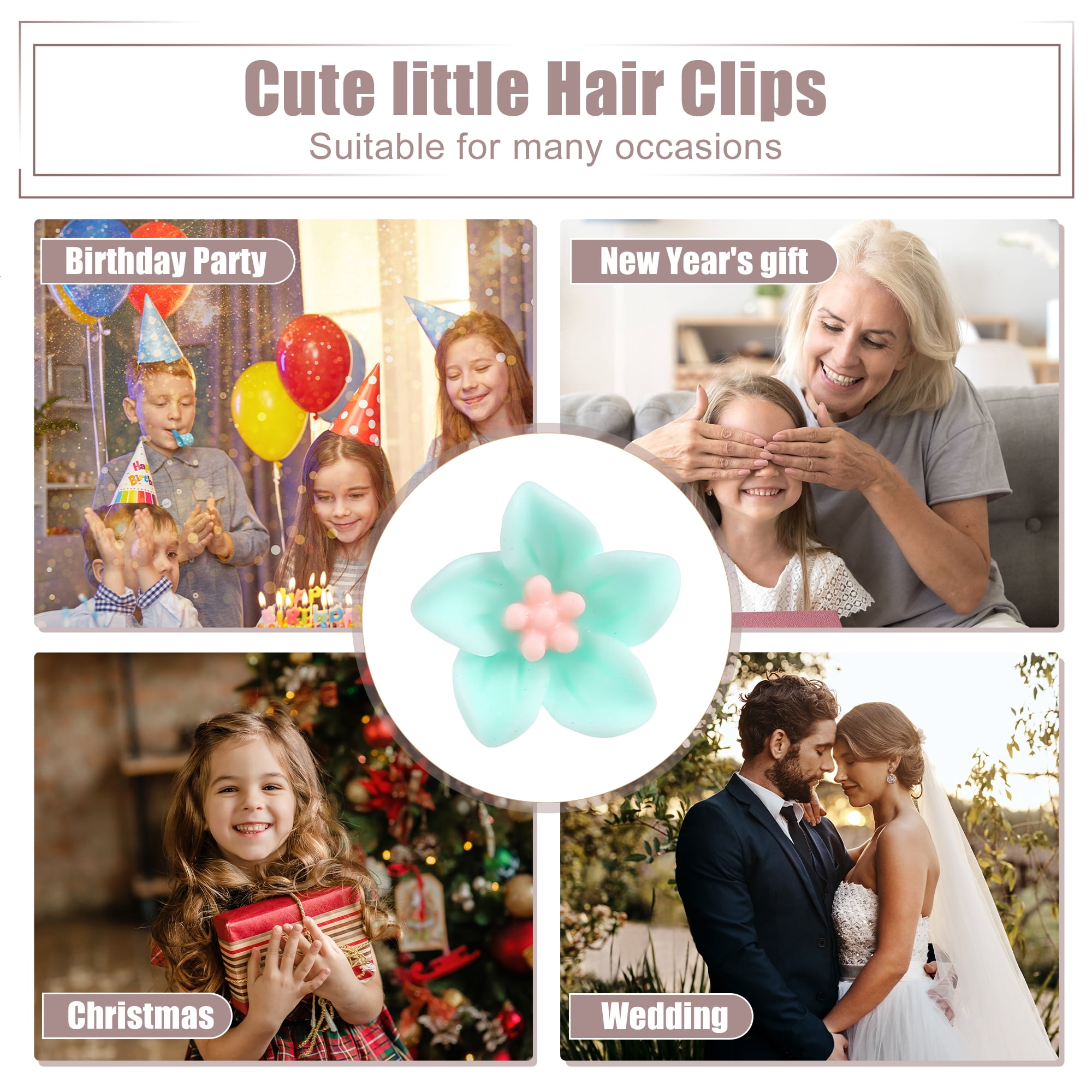 Unique Bargains 20Pcs Small Cute Mini Flower Hair Clips Purple Green
