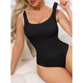 thumbnail image 5 of DARING DIVA Women's Ribbed Square Neck Thong Sleeveless Bodyshaper S Black, 5 of 6