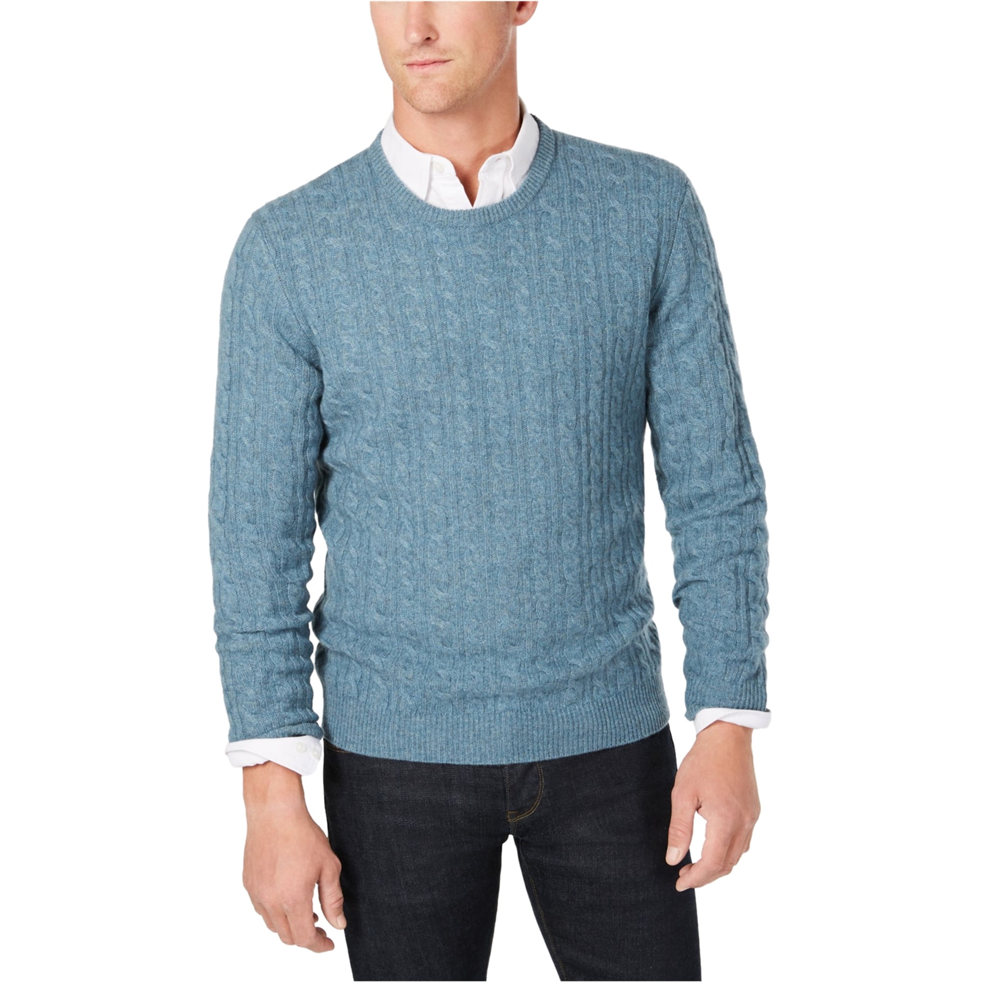 Mens Cashmere Pullover Sweater, Blue 
