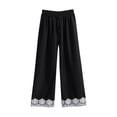 thumbnail image 4 of WERYOUNG Flowy Wide Leg Pants For Women Stretchy High Waist Loose Fit Casual Trousers With Lace Trim Outdoor Activities Versatile Slacks, 4 of 4
