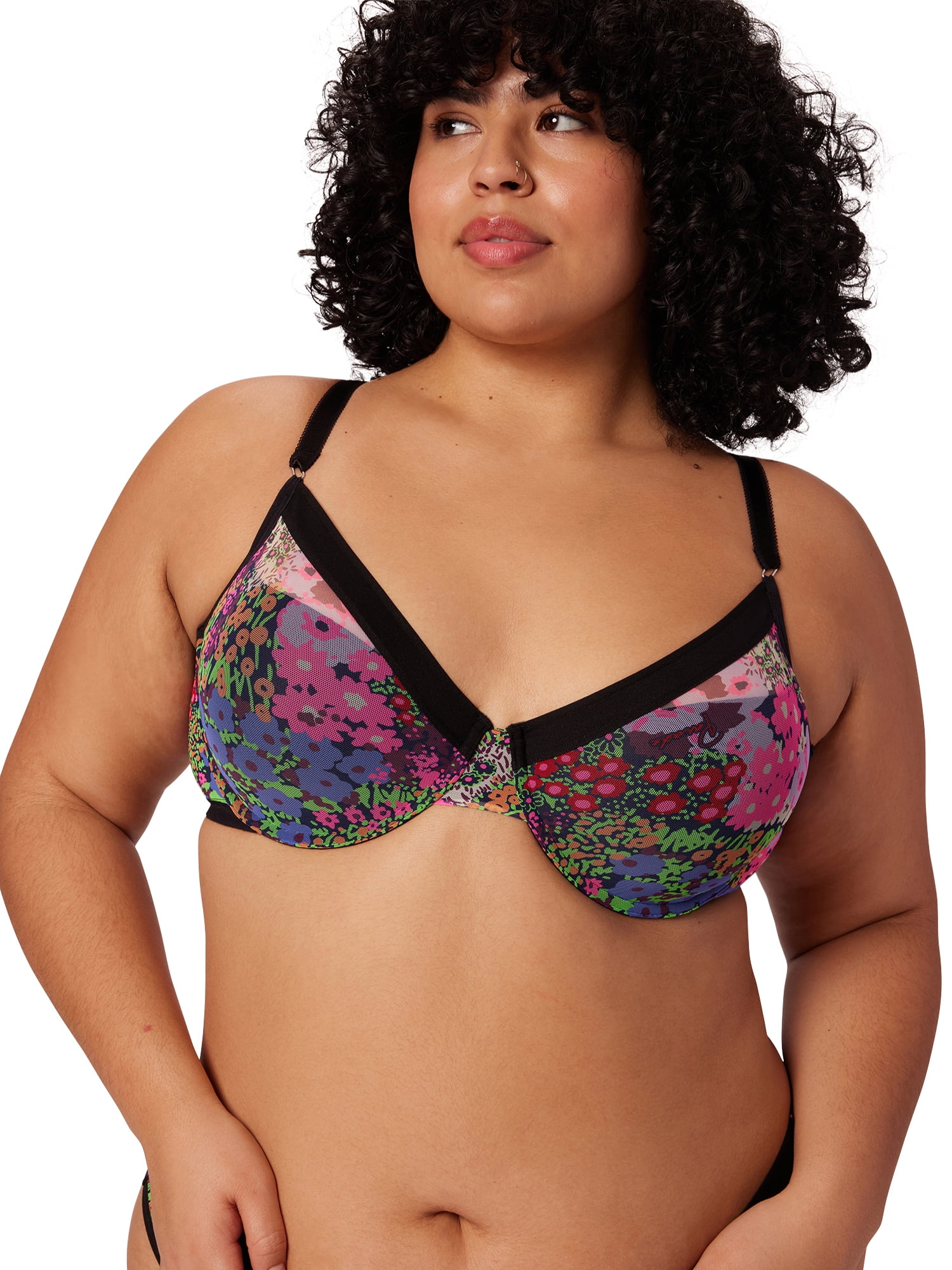 Parade Mesh Floral Print Underwire Demi Bra, Sizes XS to 3XL