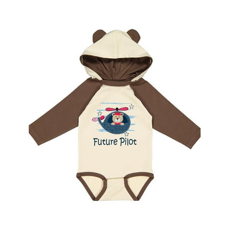 

Inktastic Future Pilot Helicopter Bear Gift Baby Boy Long Sleeve Bodysuit