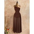 thumbnail image 4 of Womens Coffee One Shoulder Metal Ring Detail Maxi Dress Bodycon Summer, 4 of 8