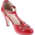 thumbnail image 7 of Chase & Chloe Kimmy-36 Teardrop Cut Out T-Strap Mid Heel Dress Pumps Red Patent (Red Patent, 8.5), 7 of 7