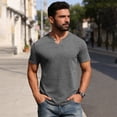 thumbnail image 2 of Qwertyu Mens Henley Lightweight Shirts Short Sleeve Casual Cotton Button T-Shirts Summer Basic Tee Gray S, 2 of 6