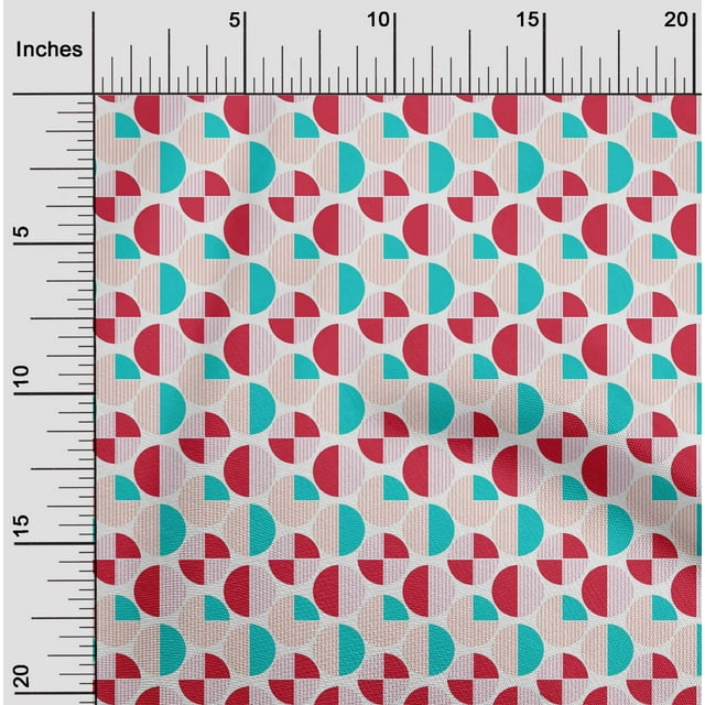 oneOone Cotton Cambric Fabric Circle Geometric Print Sewing Fabric BTY 56 Inch Wide