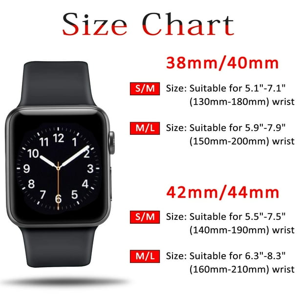 Size difference between 38mm online and 42mm apple watch