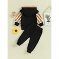 thumbnail image 4 of Bslissey Toddler Baby Boys 2Pcs Outfits Striped Long Sleeve Hooded Hoodie + Elastic Waist Sweatpants 6M 12M 18M 24M 3T Infant Casual Tracksuit Daily Clothes, 4 of 9