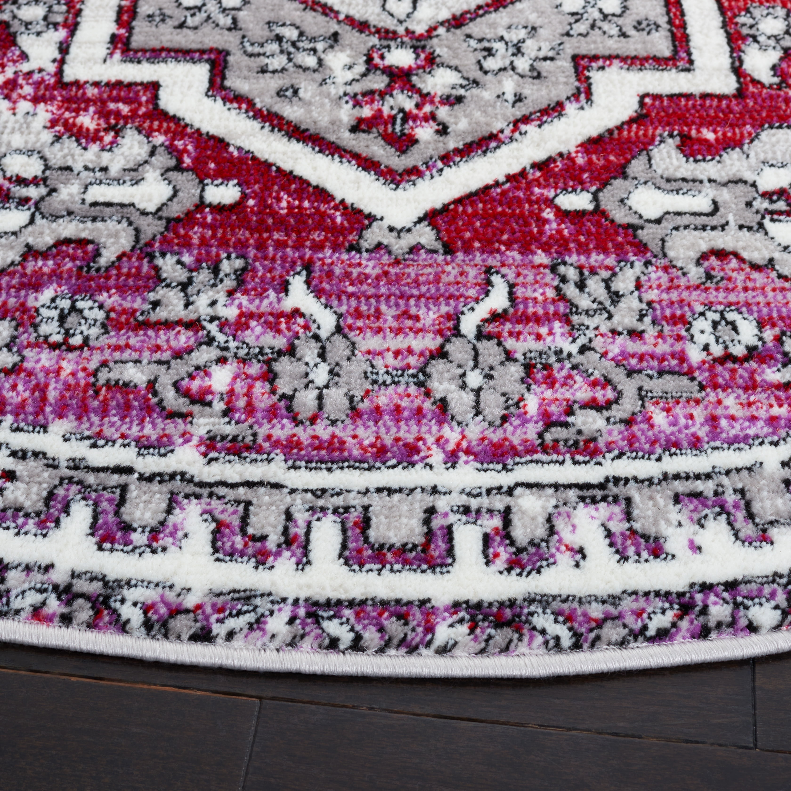 SAFAVIEH Skyler Jayce Oriental Area Rug, Red/Ivory, 6'7" x 6'7" Round
