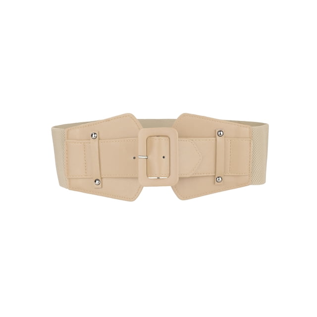 Cinturón elástico ancho para mujer INSPIRE CHIC con hebilla gruesa, cinturones elásticos color caqui 68-82cm/26.77-32.28
