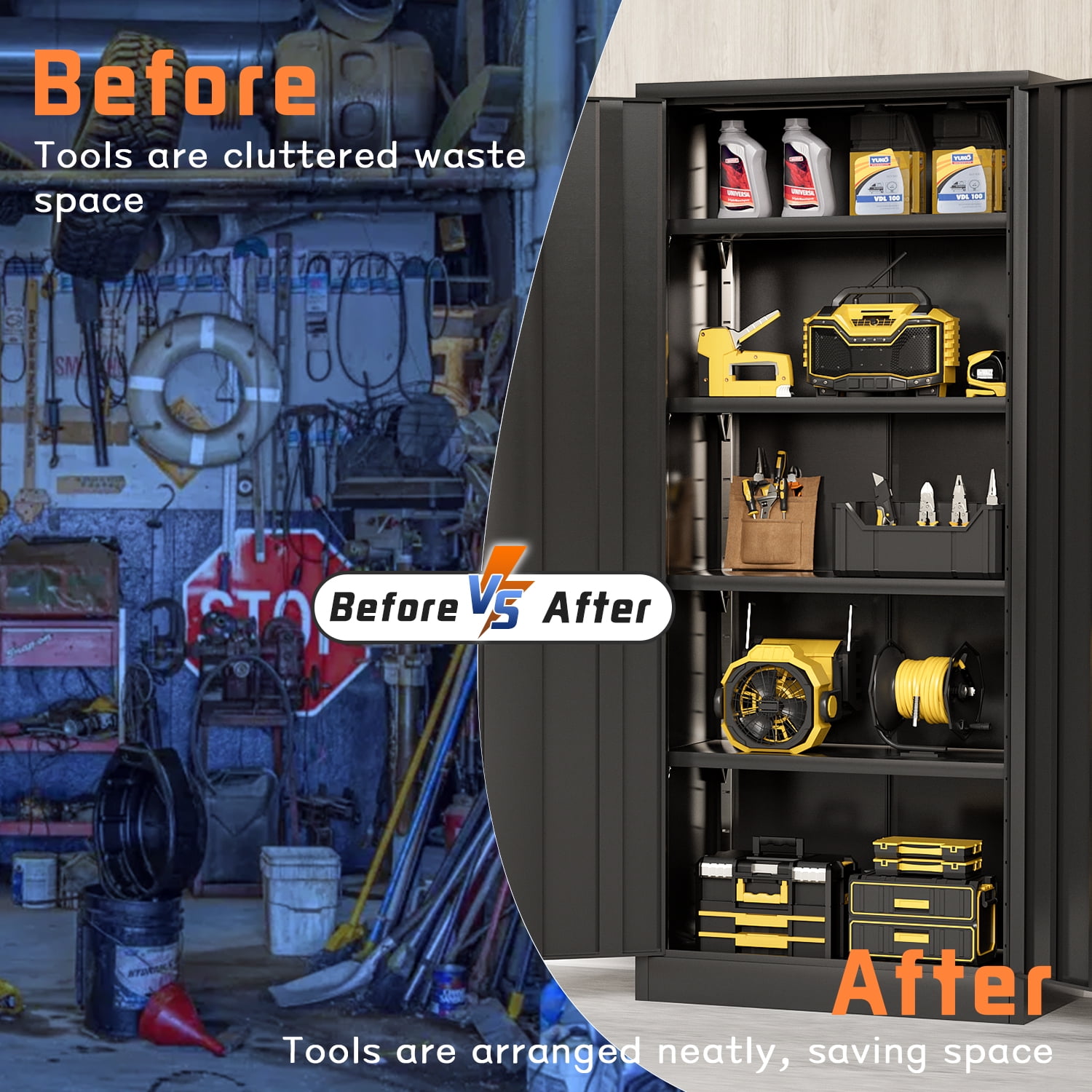 見事な Homall Heavy Duty Metal Storage Cabinet, Utility System, 4 バーベキュー・調理用品