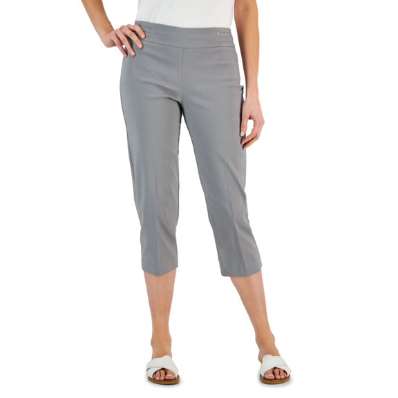 JM Collection Embellished Pull On Capri Pants Lunar Grey S