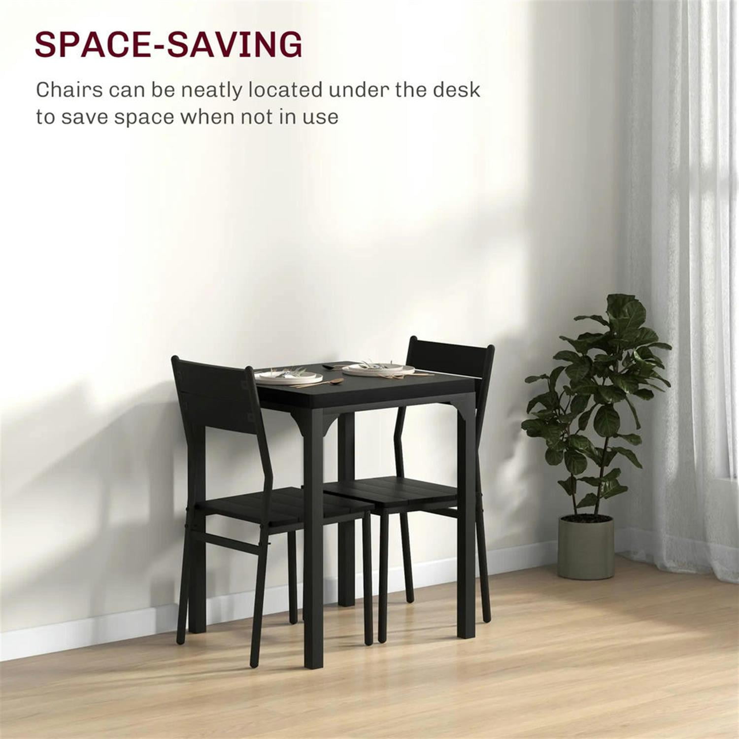 Demi Bonn 3 Piece Dining Table Set for Small Spaces, Modern Kitchen Table and Chairs for 2 Dining Room Set with Chairs Home Furniture Rectangular, Black