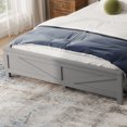 thumbnail image 5 of Leumius Farmhouse Style Queen Size Bed with Barn Door Designed Headboard and Footboard, Pinewood Bed with Strengthened Bed Frame for Teens Adults Grey, 5 of 9