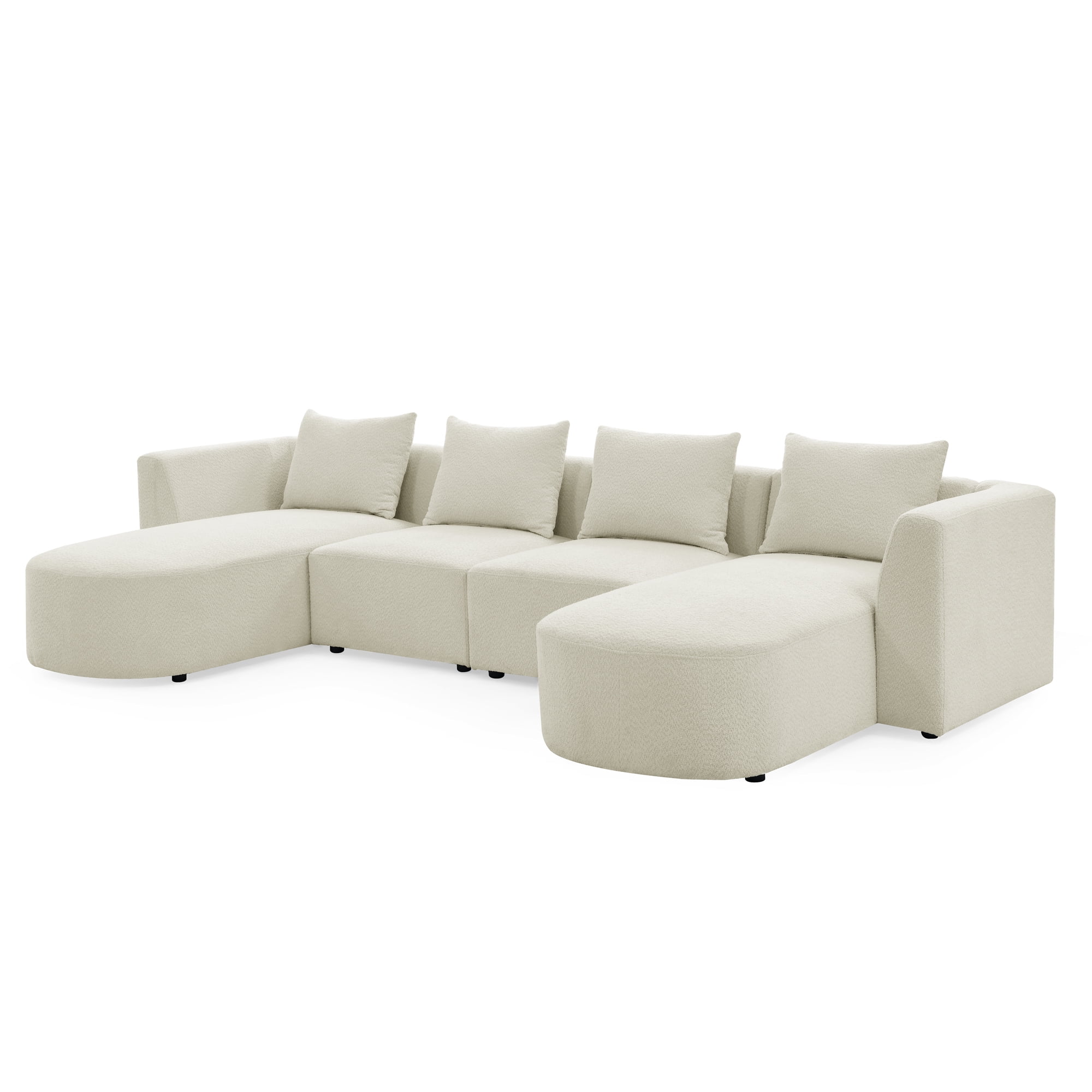 Kepooman 117" L Shape Sectional Couch, 5-Seater Sectional Sofa with Two Single Seats and Two Chaises, Modern Convertible Sofa for Office and Home, Beige