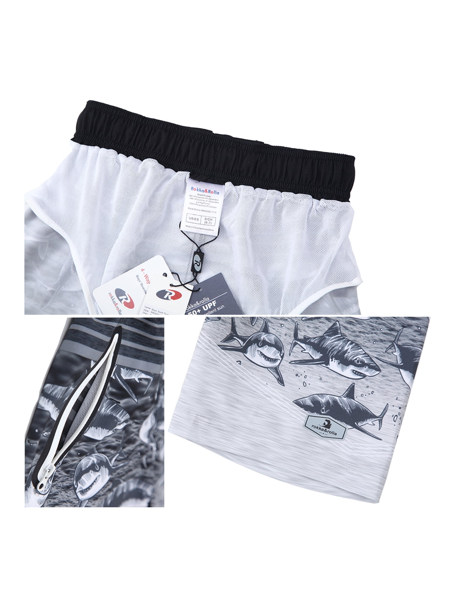 Rokka&Rolla Boys' Quick Dry Board Shorts Mesh Lined Swim Trunks, UPF 50+, Sizes 4-18