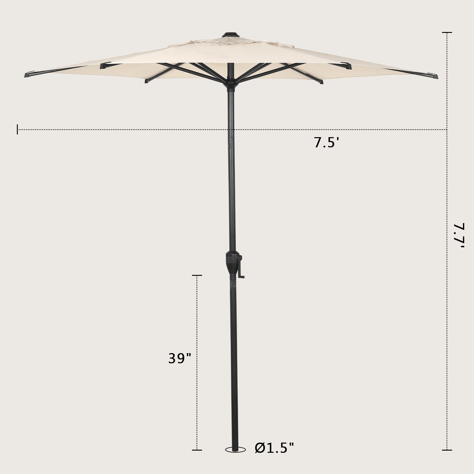 Abba Patio 7.5ft Outdoor Umbrella with Crank and Tilt, Beige photo 6