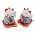 thumbnail image 4 of Lucky Cat Ornament, Bright Colors Cat Sculpture Light Induction Solar Light Receiving Panel  For Office Blue, 4 of 8