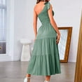 thumbnail image 5 of Baqcunre Homecoming Dresses Women'S Bohemian Maxi Dress Summer One Shoulder Sleeveless Long Dress Tiered Ruffle Hem Flowy Dress Prom Dress Corset Dress Green Dress M, 5 of 9
