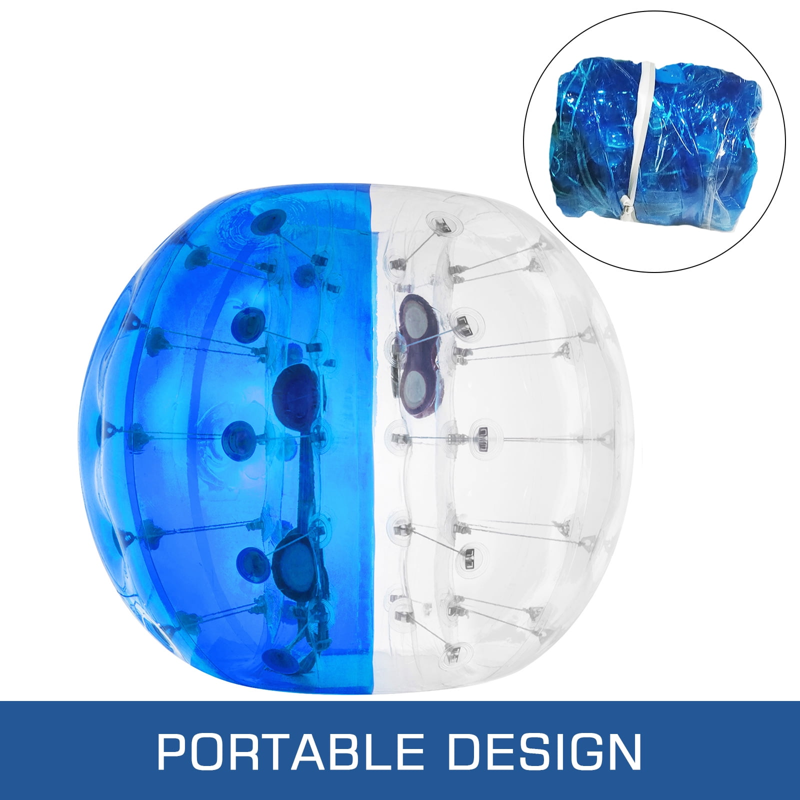1.2M Inflatable Bumper Ball PVC Zorb Bubble Football Soccer Transparent&Blue