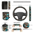 thumbnail image 5 of Uorisanigo Front and Back Seat Covers with Car Steering Wheel Wrap Seat Belt Pad Coasters Car Trash Bag Hanging Air Vent Storage Box Rearview Mirror Cover Keychain Set of 15, Aztec Highland Cow, 5 of 7