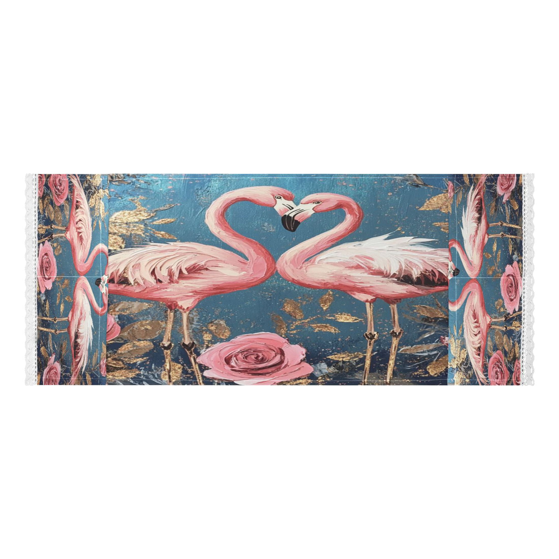 Washing Machine Cover 51.2x22in, Durable Polyester Dust Cover with Lace Trim and Side Pocket for Appliances Raggedy Pink Flamingos