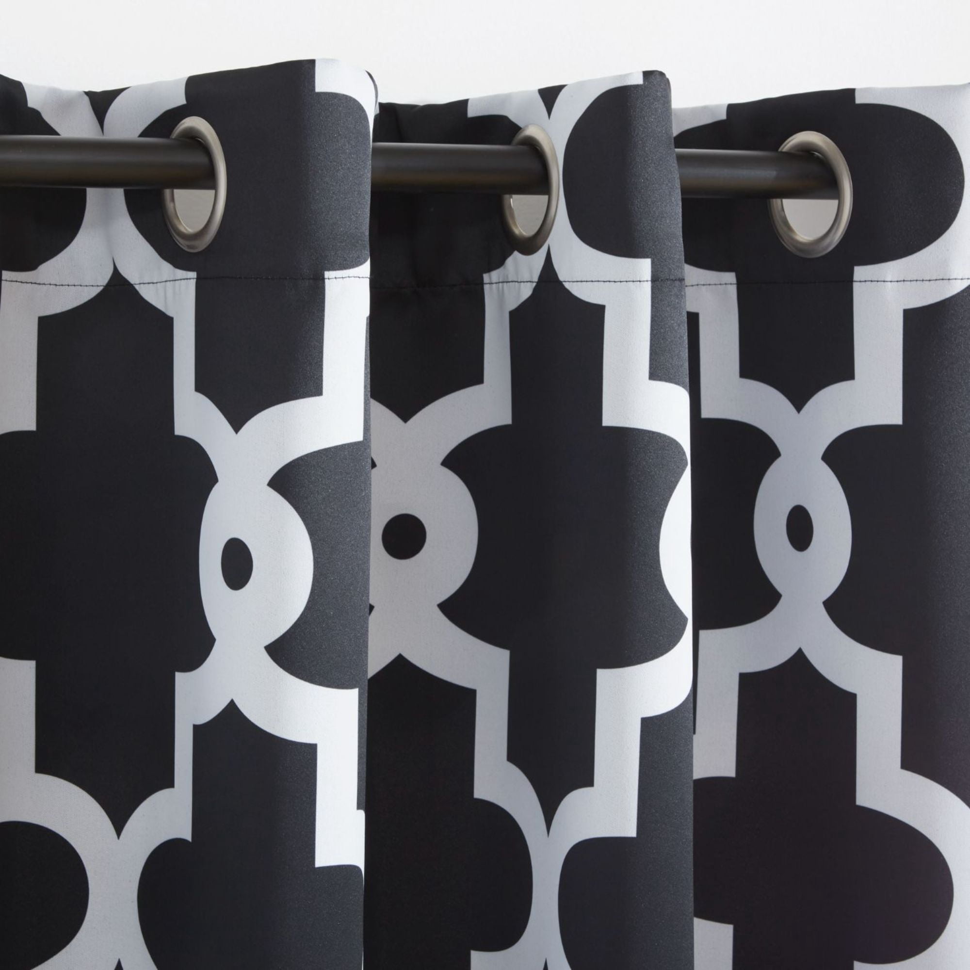 Exclusive Home Ironwork Sateen Woven Room Darkening Blackout Grommet Top Curtain Panel Pair, 52"x96", Black
