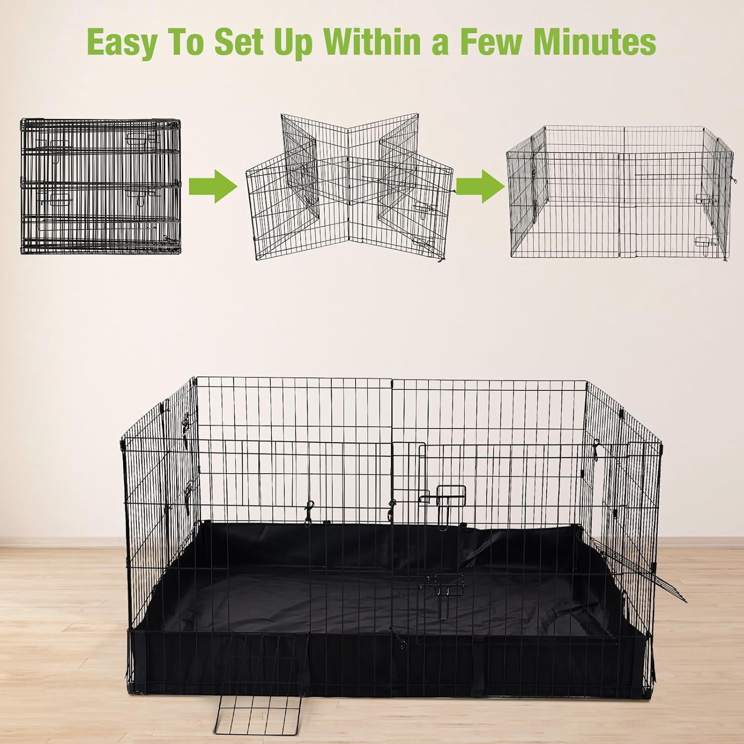 BUTINGLALE Pet Playpen for Small Animal, Rabbit Cage with Waterproof Liner for Indoor & Outdoor Use (Playpen Only)