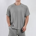 thumbnail image 5 of LYEAA Loose Workout Shirts Men Short Sleeves Crew Neck Athletic Summer Pullover T-shirts Solid Training Casual Soft Comfortable Breathable Men's Tops Gray XL, 5 of 9