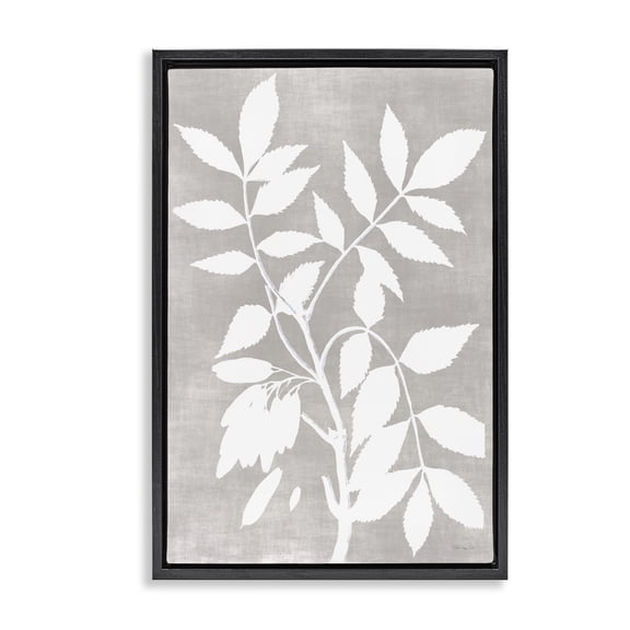 Stupell Industries Minimal Foliage Impression Black Framed Floater Canvas Wall Art, design by Stellar Design Studio