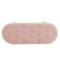 thumbnail image 5 of Velvet Ottoman Bench with 2-Tier Open Shelf, End of Bed Bench with Sturdy Metal Legs, Entryway Shoe Bench with Soft Padded Seat for Living Room, Bedroom, Pink, 5 of 7